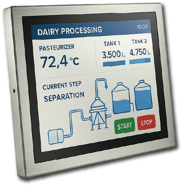 Dairy Processing washable panel pc