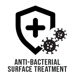 Rugged Tablet anti-bacterial icon showing a health shield and bacteria