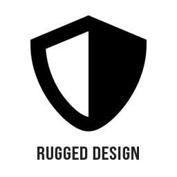Rugged Tablet rugged design icon showing a shield for ruggedness