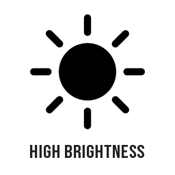 Rugged Tablet high brightness icon showing a sun to portray brightness